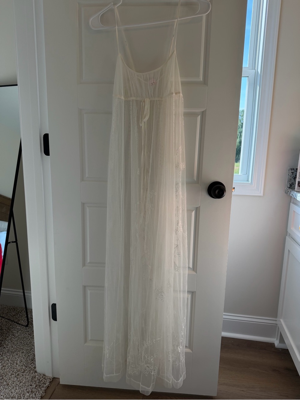 Victoria's Secret Vintage 2002 Ivory Sheer Embroidered Maxi Slip Dress XS